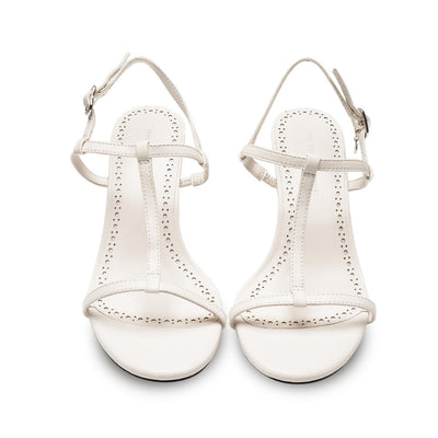 White leather strappy heels for wide feet No Restriction